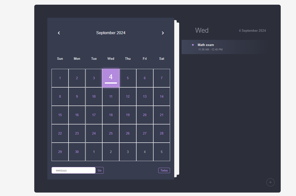 Screenshot of Calendar application